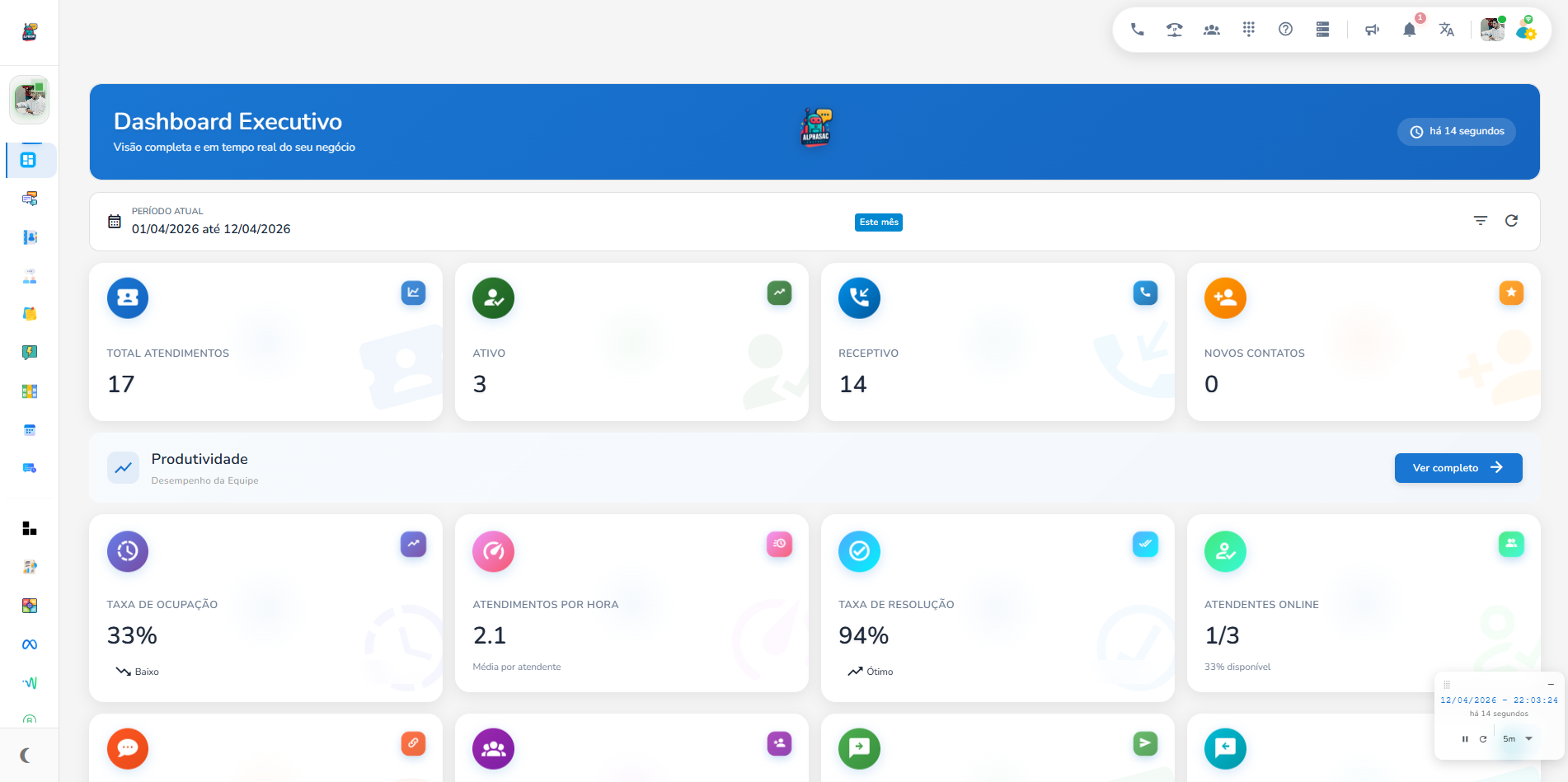 Tela do sistema Alphasac